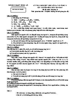 Kỳ thi khảo sát học sinh giỏi lớp 6 7 8 vòng II cấp huyện năm học 2014 - 2015 đề thi môn Hóa học 8